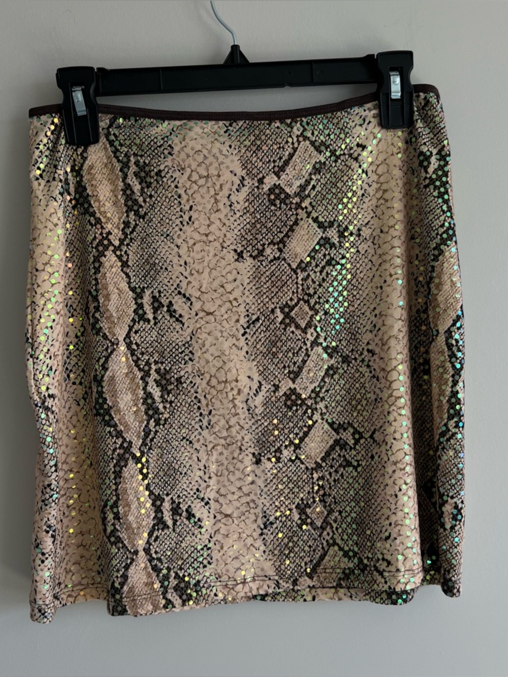 Vintage Y2K Skirt Juniors Large Snakeskin Animal Print Sequin Stretch
